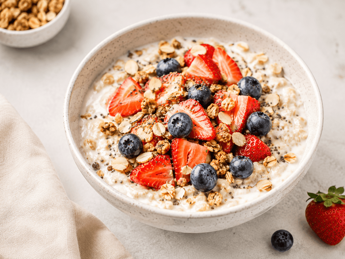 Berry-topped protein breakfast bowl