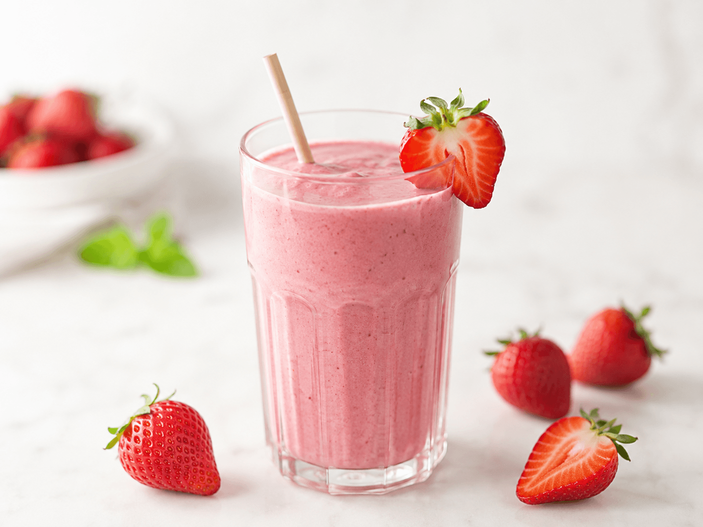 Creamy strawberry protein shake